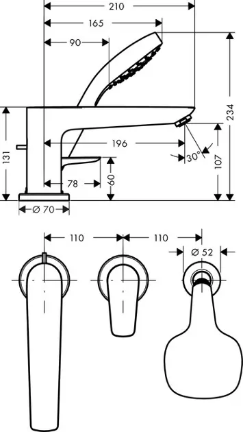 Hansgrohe - Talis E - Kádtöltő csaptelep - 71731000 – 2. kép