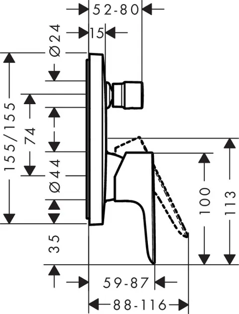 Hansgrohe - Talis E - Kádtöltő csaptelep - 71745000 – 2. kép