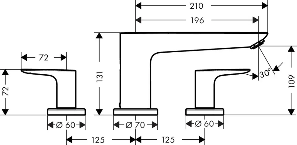 Hansgrohe - Talis E - Kádtöltő csaptelep - 71747000 – 2. kép
