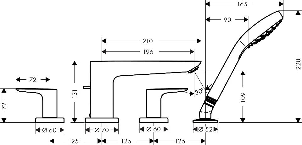 Hansgrohe - Talis E - Kádtöltő csaptelep - 71748670 – 2. kép