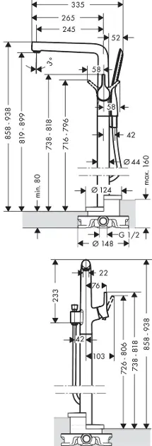 Hansgrohe - Talis S - Kádtöltő csaptelep - 72412000 – 2. kép