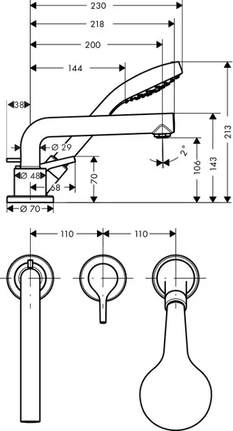 Hansgrohe - Talis S - Kádtöltő csaptelep - 72416000 – 2. kép