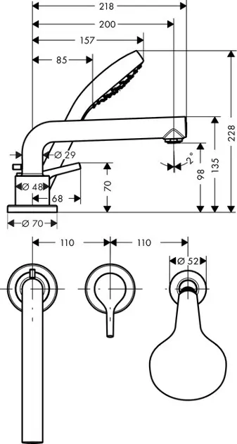 Hansgrohe - Talis S - Kádtöltő csaptelep - 72417000 – 2. kép