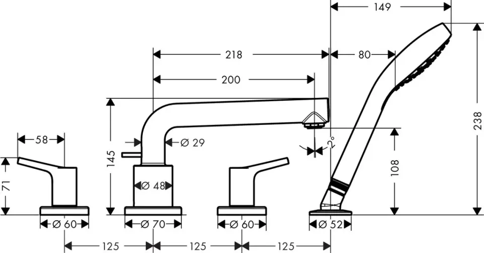 Hansgrohe - Talis S - Kádtöltő csaptelep - 72419000 – 2. kép