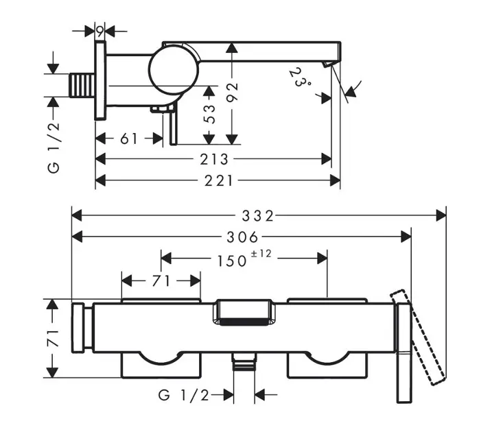 Hansgrohe - Tecturis E - Kádtöltő csaptelep - 73420700 – 2. kép