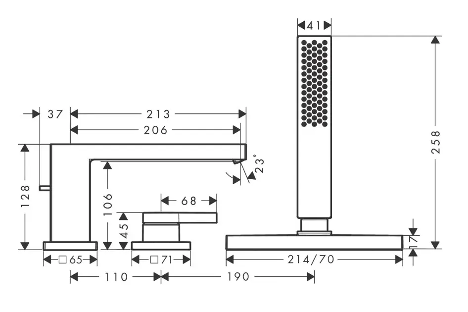 Hansgrohe - Tecturis E - Kádtöltő csaptelep - 73443000 – 2. kép