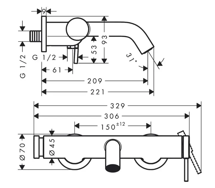 Hansgrohe - Tecturis S - Kádtöltő csaptelep - 73422670 – 2. kép