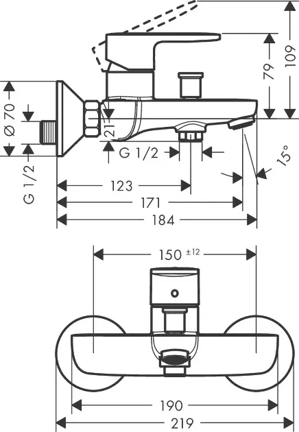 Hansgrohe - Vernis Blend - Kádtöltő csaptelep - 71440670 – 2. kép