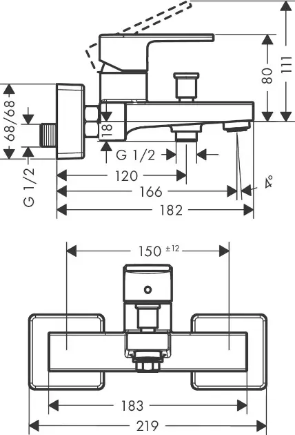 Hansgrohe - Vernis Shape - Kádtöltő csaptelep - 71450670 – 2. kép