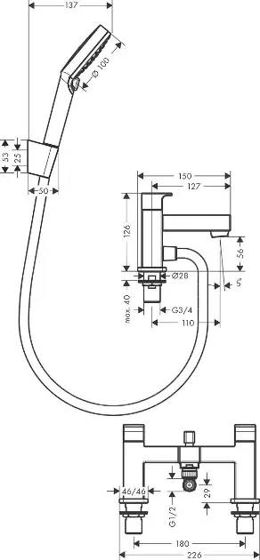 Hansgrohe - Vernis Shape - Kádtöltő csaptelep - 71462000 – 2. kép