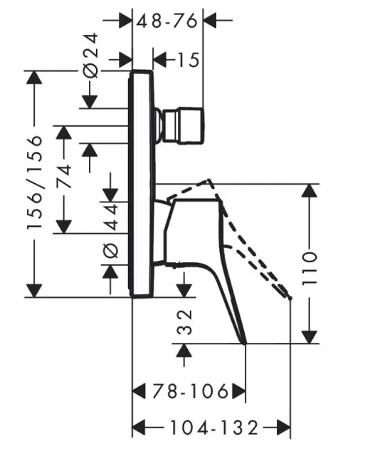 Hansgrohe - Vivenis - Kádtöltő csaptelep - 75415000 – 2. kép