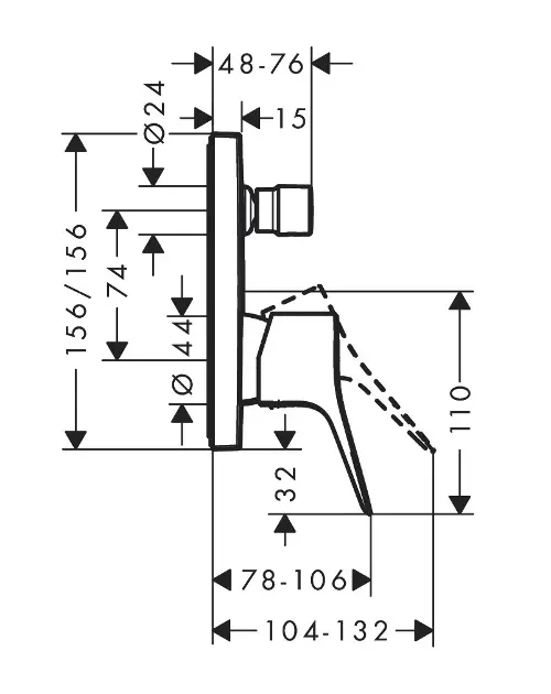 Hansgrohe - Vivenis - Kádtöltő csaptelep - 75416000 – 2. kép