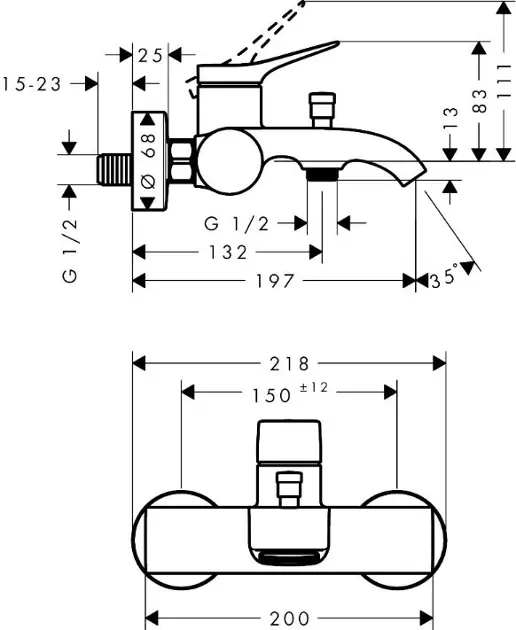 Hansgrohe - Vivenis - Kádtöltő csaptelep - 75423700 – 2. kép