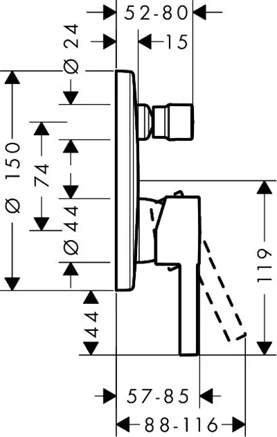 Hansgrohe - Zesis S - Kádtöltő csaptelep - 74416670 – 2. kép