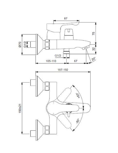 Ideal Standard - Alpha - Kádtöltő csaptelep - BC489AA – 2. kép