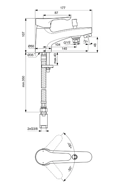 Ideal Standard - Alpha - Kádtöltő csaptelep - BC655AA – 2. kép