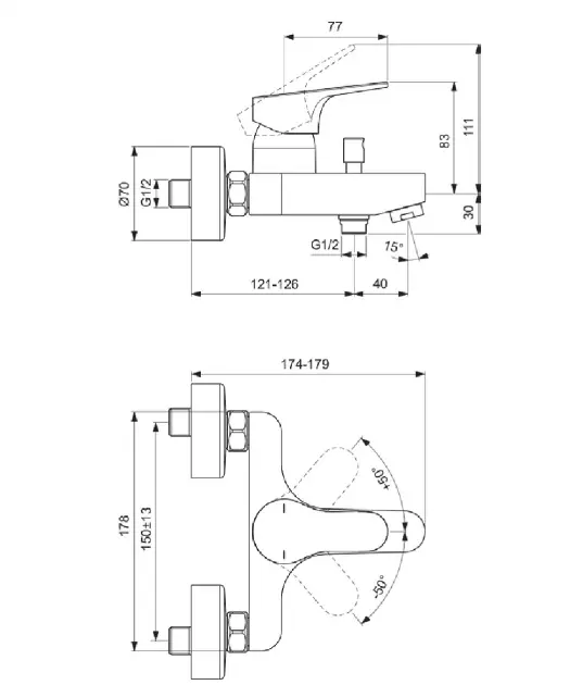 Ideal Standard - Cerabase - Kádtöltő csaptelep - BC843AA – 2. kép