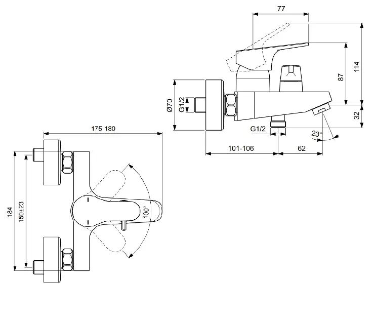 Ideal Standard - Cerabase - Kádtöltő csaptelep - BD594AA – 2. kép