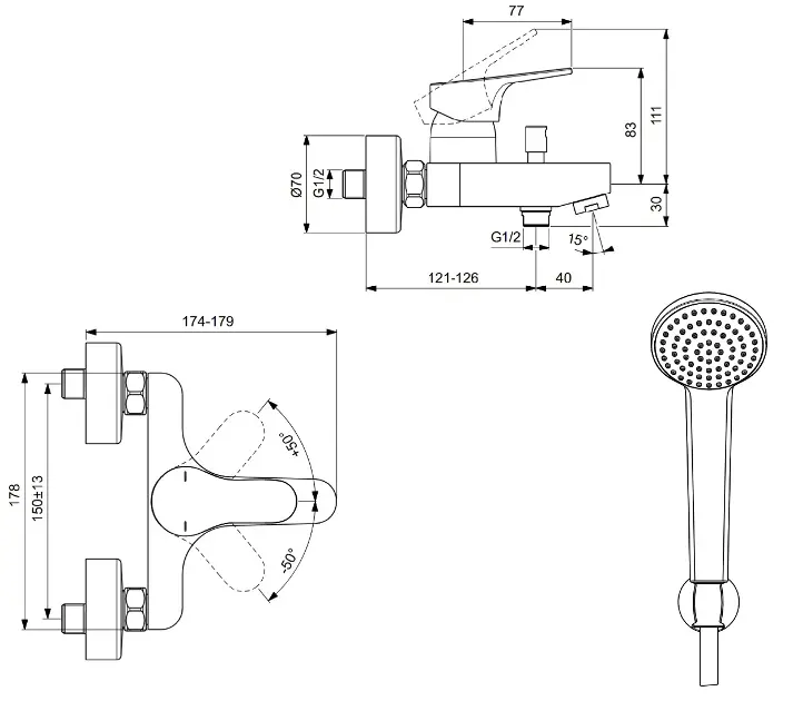 Ideal Standard - Cerabase - Kádtöltő csaptelep - BD600AA – 2. kép