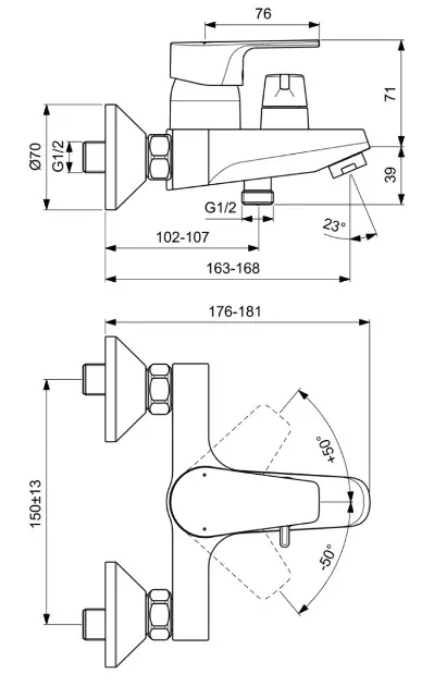Ideal Standard - Cerafine D - Kádtöltő csaptelep - BC494AA – 2. kép