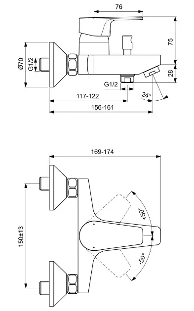 Ideal Standard - Cerafine D - Kádtöltő csaptelep - BC692AA – 2. kép