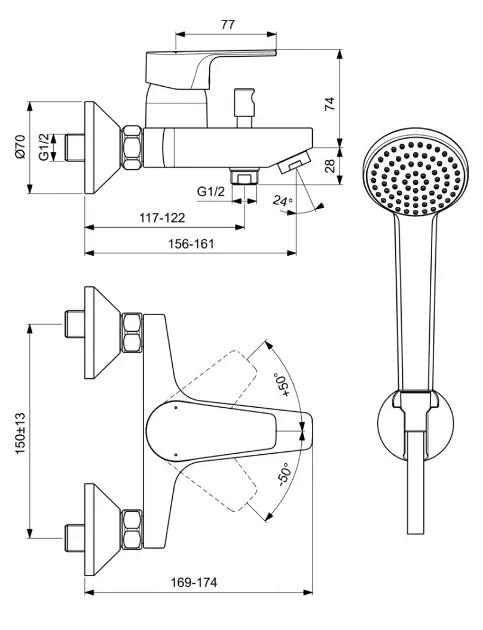 Ideal Standard - Cerafine D - Kádtöltő csaptelep - BC693AA – 2. kép