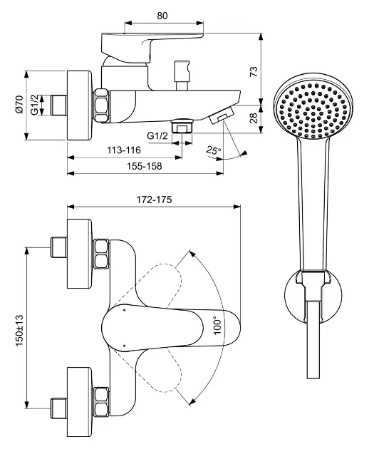 Ideal Standard - Cerafine O - Kádtöltő csaptelep - BC706AA – 2. kép