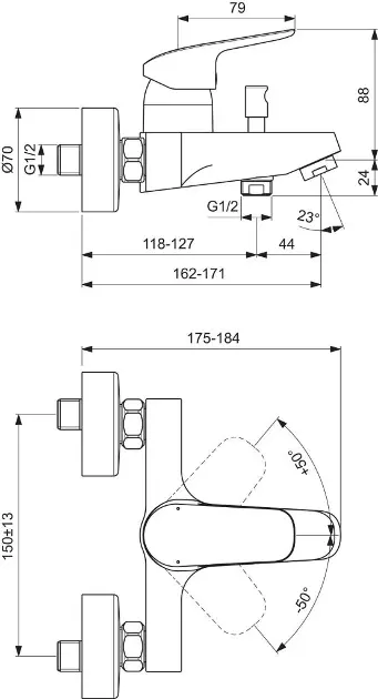 Ideal Standard - CeraFlex - Kádtöltő csaptelep - B1721AA – 2. kép