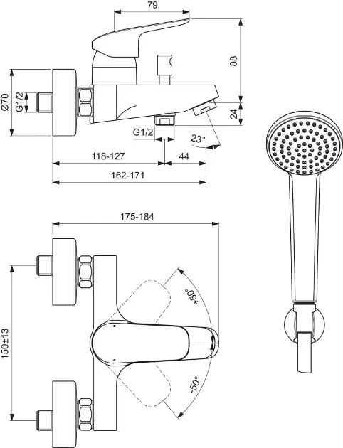 Ideal Standard - CeraFlex - Kádtöltő csaptelep - B1722AA – 2. kép