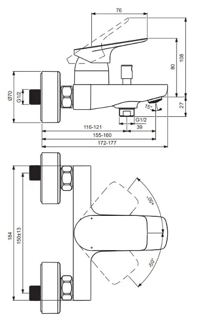 Ideal Standard - Ceralife C - Kádtöltő csaptelep - BE067AA – 2. kép