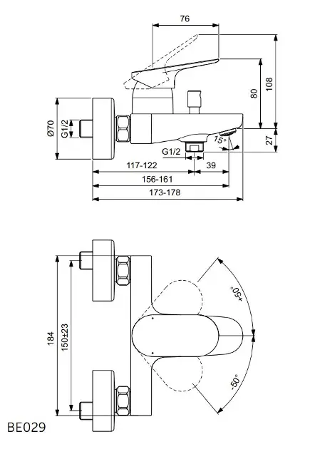 Ideal Standard - Ceralife O - Kádtöltő csaptelep - BE029AA – 2. kép