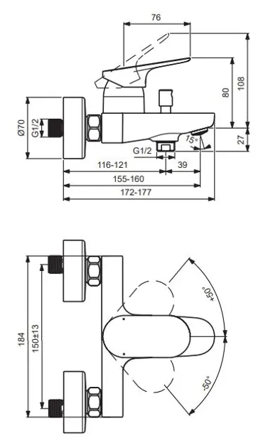 Ideal Standard - Ceralife O - Kádtöltő csaptelep - BE029XG – 2. kép