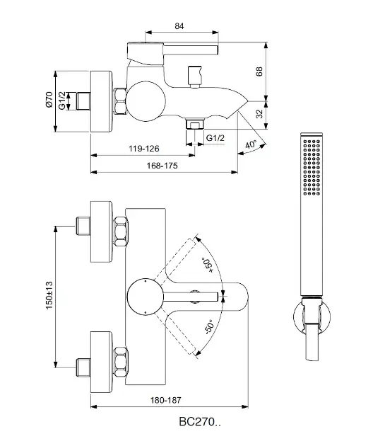 Ideal Standard - CeraLine - Kádtöltő csaptelep - BC270XG – 2. kép
