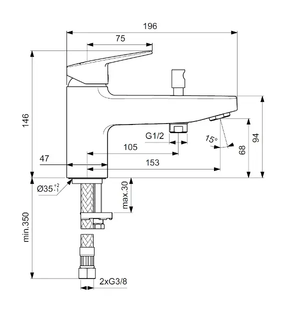 Ideal Standard - CeraPlan - Kádtöltő csaptelep - BD257AA – 2. kép