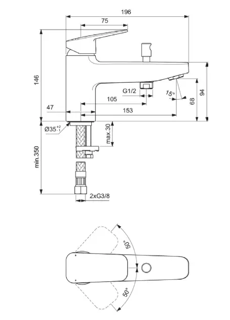 Ideal Standard - CeraPlan - Kádtöltő csaptelep - BD257XG – 2. kép