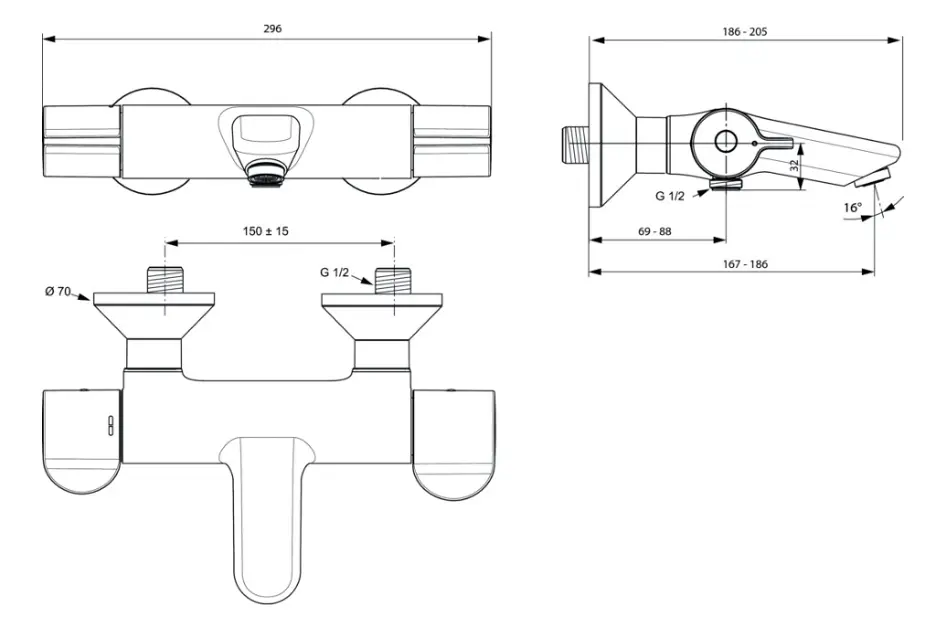 Ideal Standard - Ceraplus II - Kádtöltő csaptelep - A6874AA – 2. kép