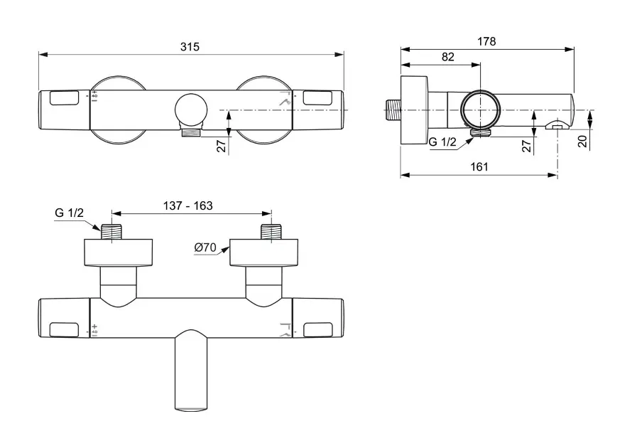 Ideal Standard - Ceratherm T25N - Kádtöltő csaptelep - A8475XG – 2. kép