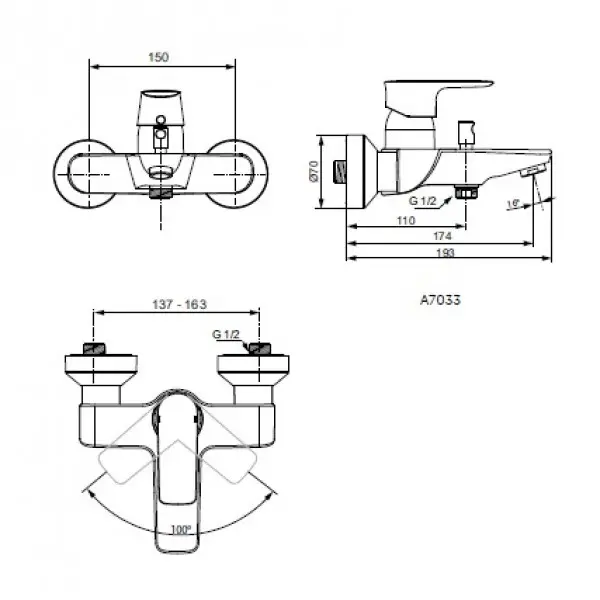 Ideal Standard - Connect Air - Kádtöltő csaptelep - A7033AA – 2. kép