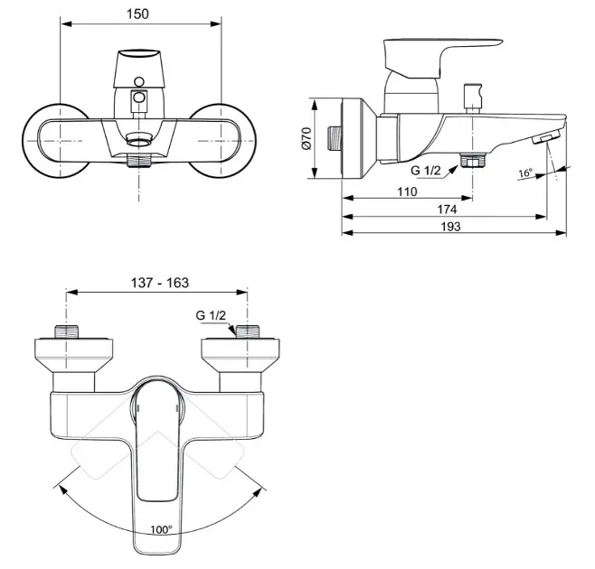 Ideal Standard - Connect Air - Kádtöltő csaptelep - A7033GN – 2. kép