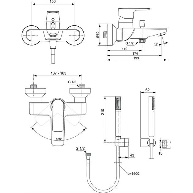 Ideal Standard - Connect Air - Kádtöltő csaptelep - A7056AA – 2. kép