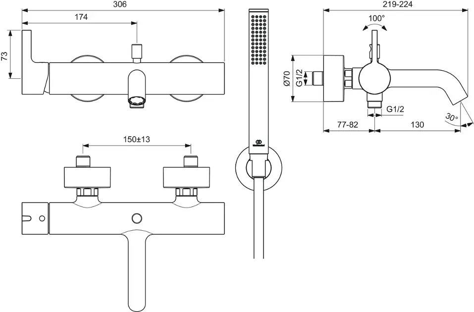 Ideal Standard - Joy - Kádtöltő csaptelep - BC787A5 – 2. kép