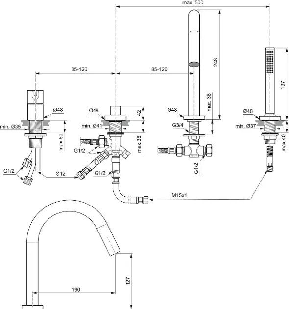 Ideal Standard - Joy - Kádtöltő csaptelep - BC789A5 – 2. kép