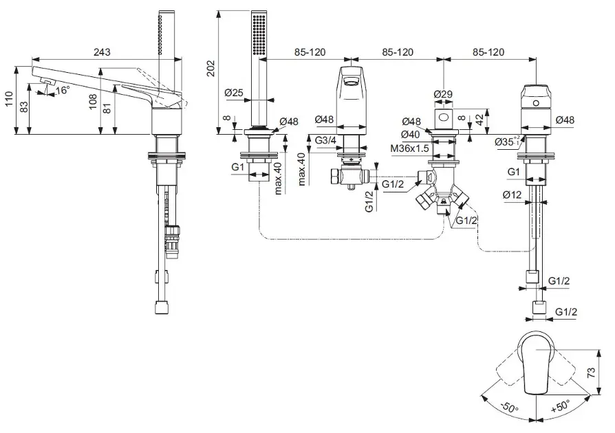 Ideal Standard - La Dolce Vita - Kádtöltő csaptelep - BD671GN – 2. kép