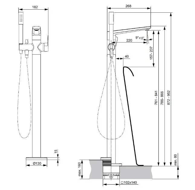 Ideal Standard - Tonic II - Kádtöltő csaptelep - A6347XG – 2. kép