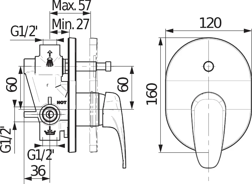 Jika - Deep - Kádtöltő csaptelep - H3211U60040001 – 2. kép