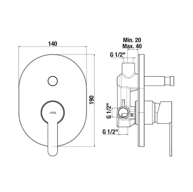 Jika - Lyra Smart - Kádtöltő csaptelep - H3211Z60040001 – 2. kép