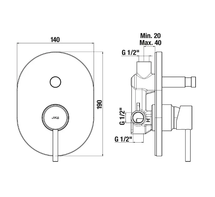 Jika - Mio Style - Kádtöltő csaptelep - H3212F67160001 – 2. kép