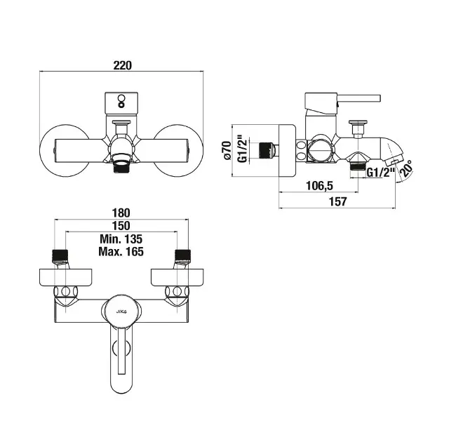 Jika - Mio Style - Kádtöltő csaptelep - H3212F77164001 – 2. kép