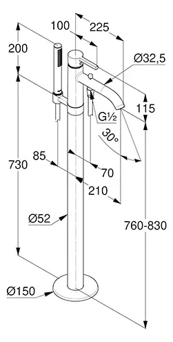 Kludi - Nova Fonte - Kádtöltő csaptelep - 38590N215 – 2. kép