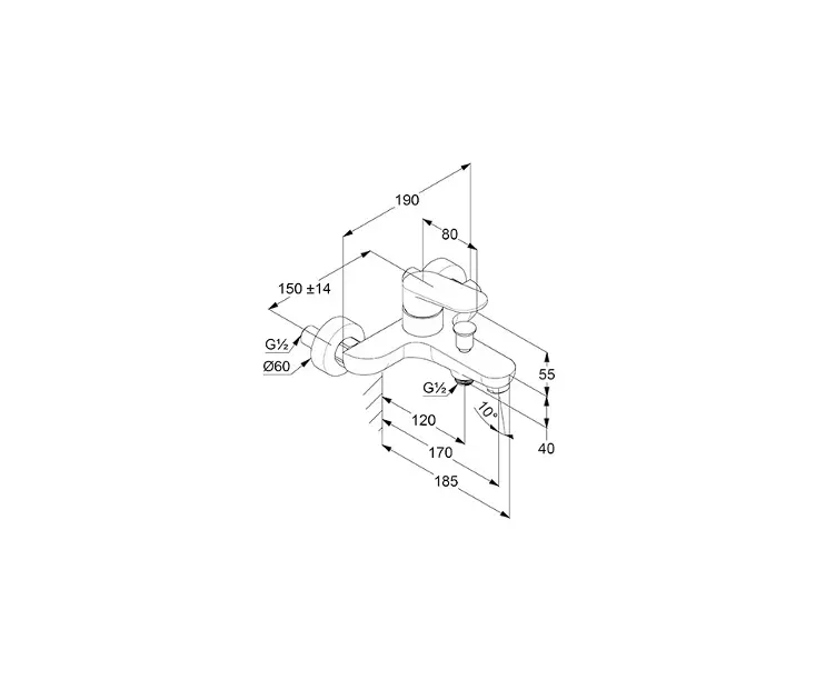 Kludi - X1 - Kádtöltő csaptelep - 326913975 – 2. kép